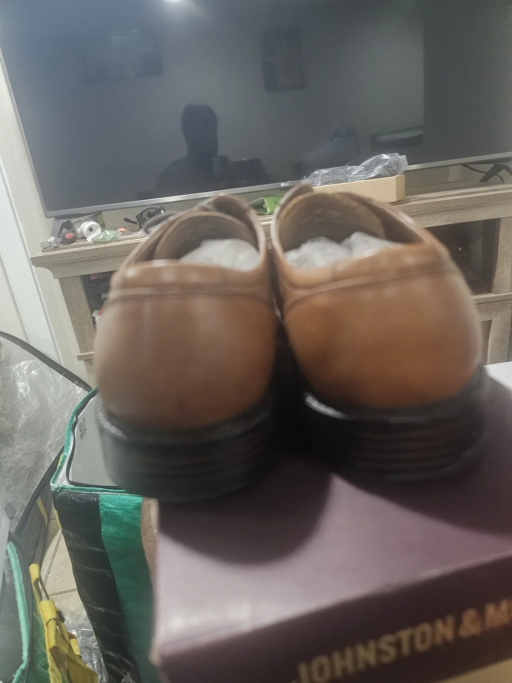 Johnston & Murphy Tan Leather Oxford Lace-Up Shoes